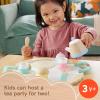 Fisher-Price Wood Pretend Play Toy Picnic Tea Set, 18-Pieces with Blanket, Wooden Cups Saucers & Food for Preschool Kids Ages 3+ Years(12 Piece)