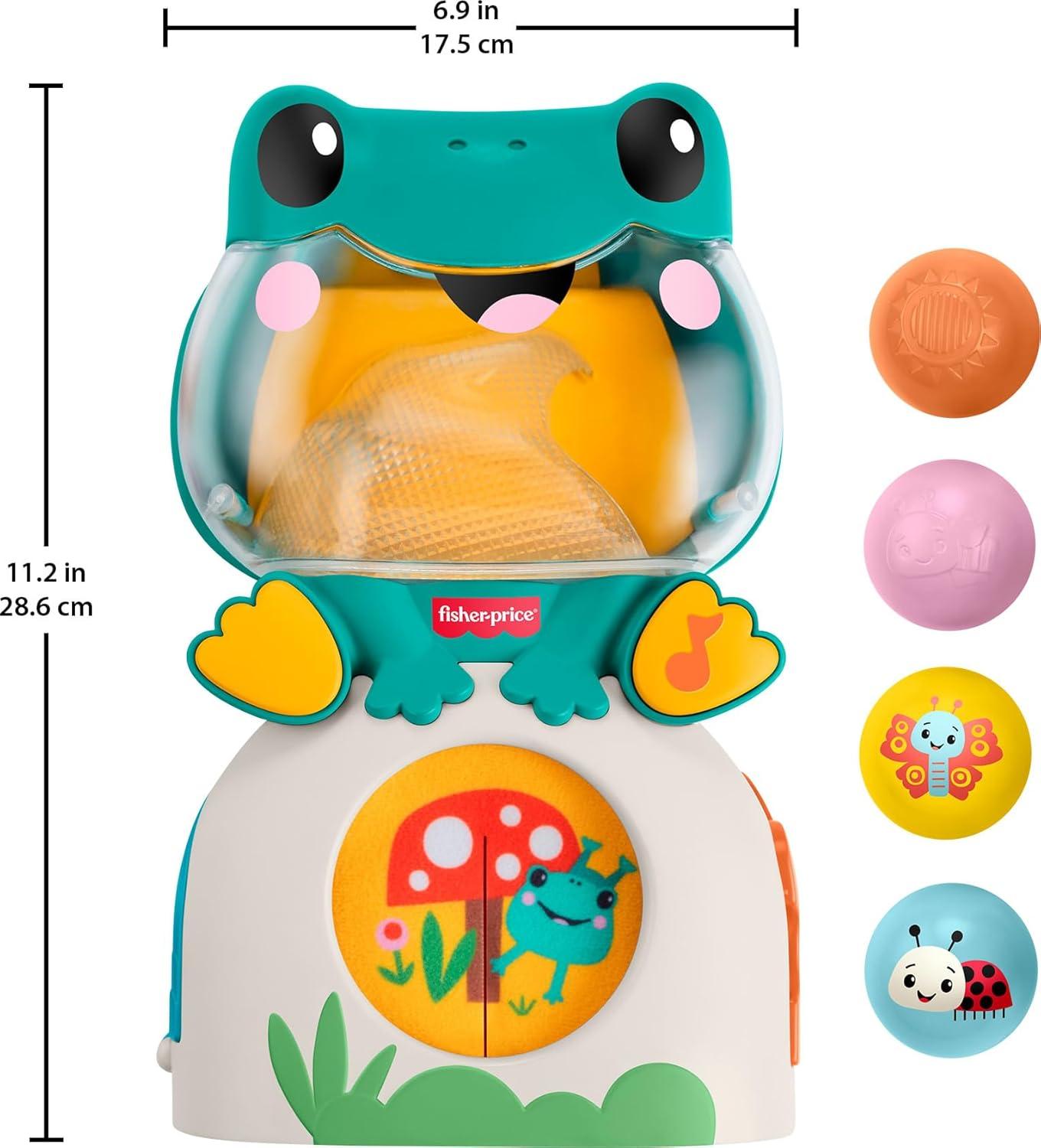imageFisherPrice Baby Toy LightUp amp Roll Frog Musical Ball Drop Activity amp 3 Balls for Developmental Play Infants amp Toddlers Ages 6 Months