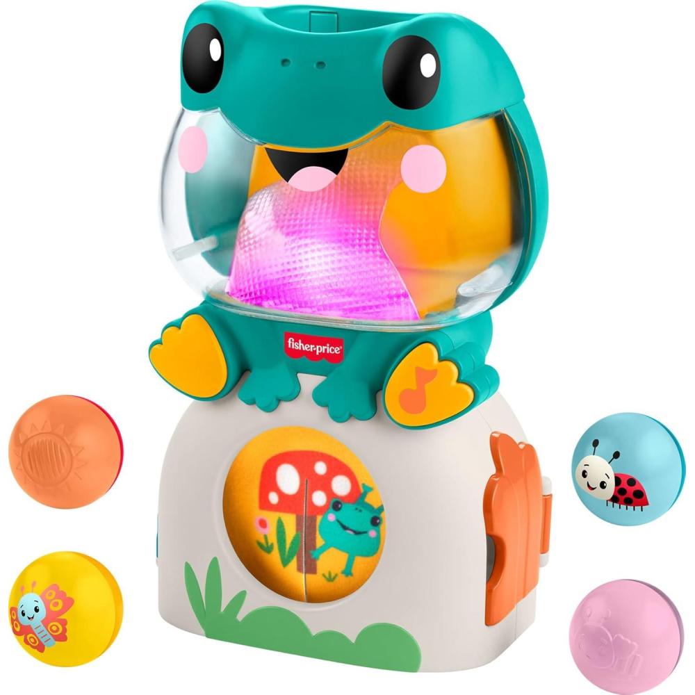 imageFisherPrice Baby Toy LightUp amp Roll Frog Musical Ball Drop Activity amp 3 Balls for Developmental Play Infants amp Toddlers Ages 6 Months