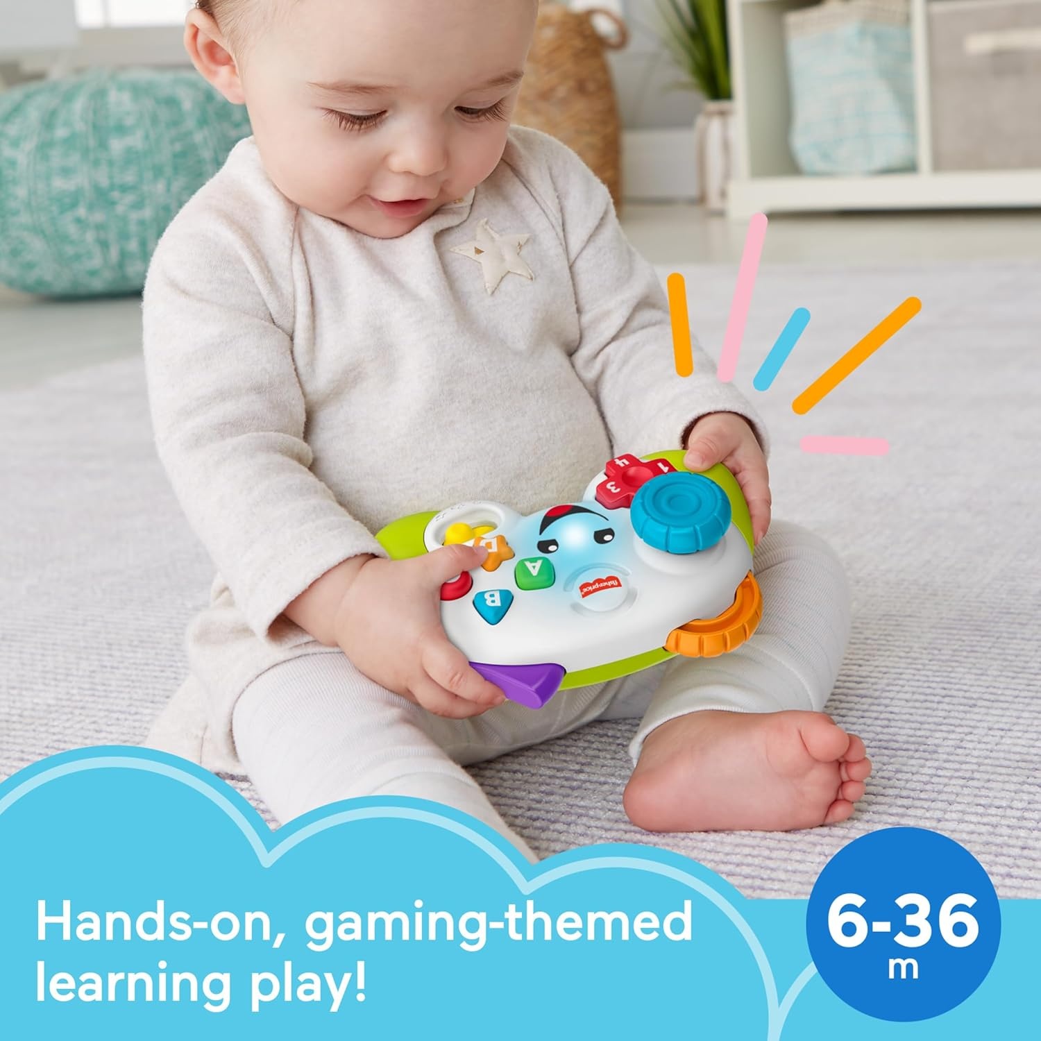image:imageFisherPrice Baby amp Toddler Toy Laugh amp Learn Game amp Learn Controller Purple Musical Video Game Activity for Infants Ages 6 MonthsGreen