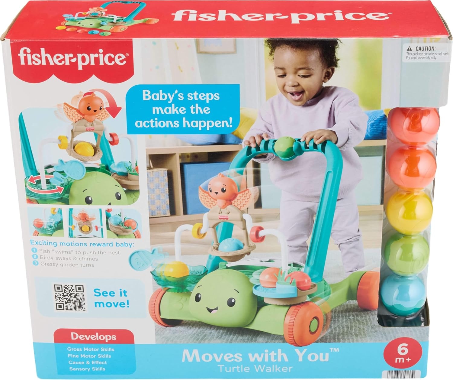 image:imageFisherPrice Baby Push Toy Turtle Walker Moves with You 5 Balls Infant to Toddler Activity for Motor Skills Development Ages 6 Months