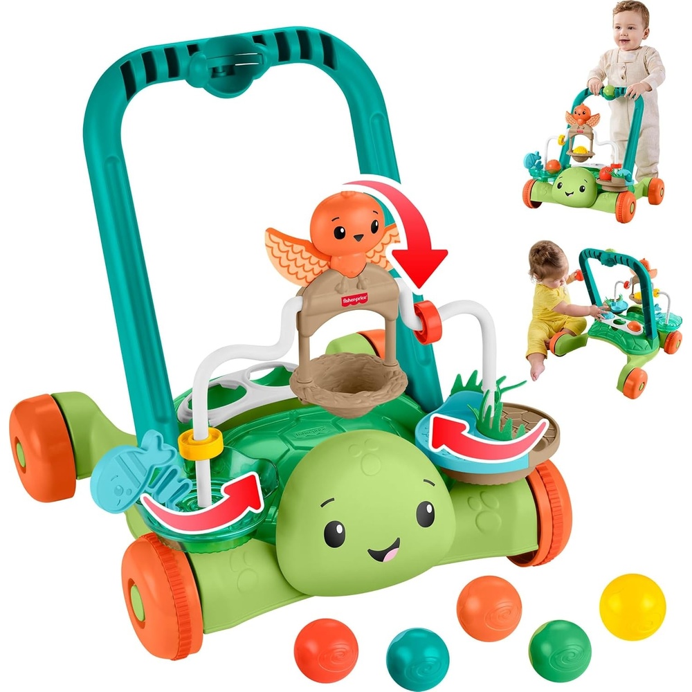 image:imageFisherPrice Baby Push Toy Turtle Walker Moves with You 5 Balls Infant to Toddler Activity for Motor Skills Development Ages 6 Months