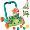 Fisher-Price Baby Push Toy Turtle Walker Moves with You, 5 Balls, Infant to Toddler Activity for Motor Skills Development Ages 6+ Months