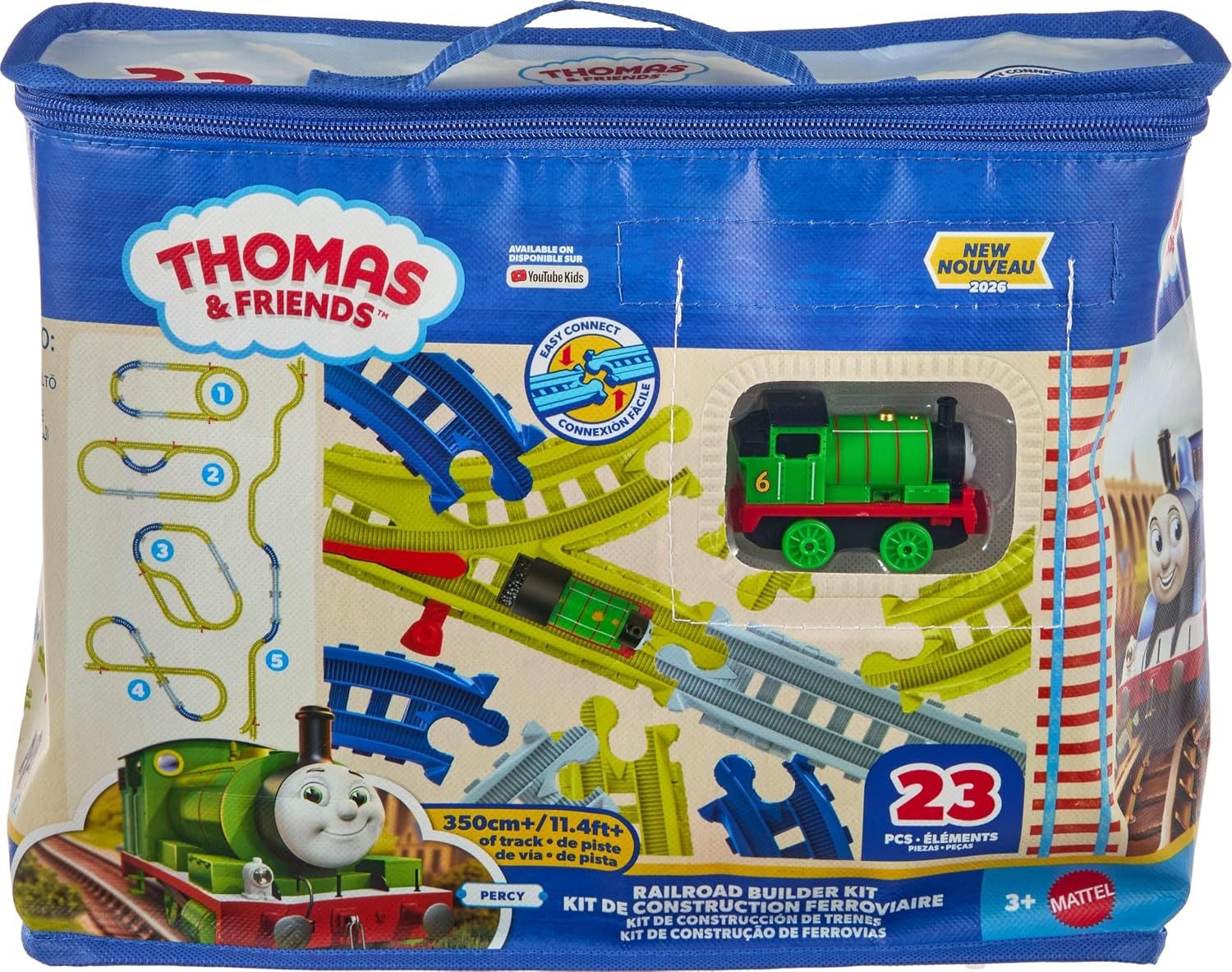 image:imageThomas amp Friends Easy Connect Track Kit amp Percy Engine Includes 22 Track Building Pieces by FisherPrice in Reusable Bag for Storage For Preschoolers Amazon Exclusive