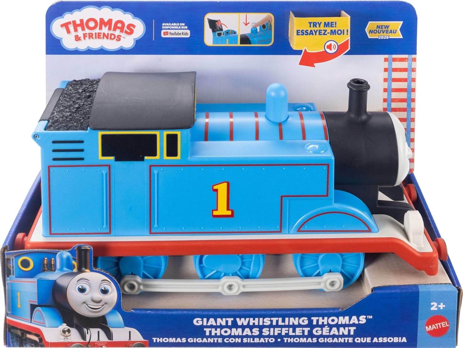 image:imageThomas amp Friends Toy Train from FisherPrice Giant Whistling Thomas LargeScale Engine Press Steam Dome to Hear Train Whistle Storage Compartment