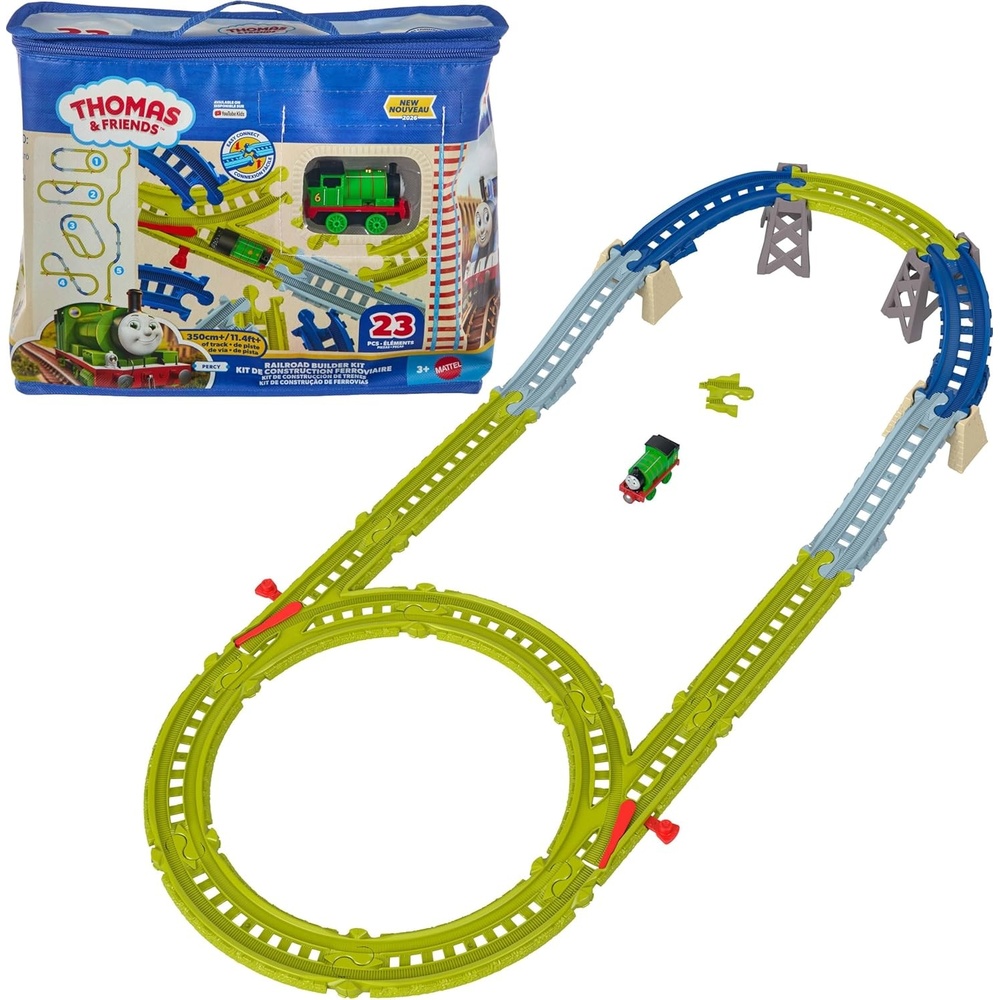 image:imageThomas amp Friends Easy Connect Track Kit amp Percy Engine Includes 22 Track Building Pieces by FisherPrice in Reusable Bag for Storage For Preschoolers Amazon Exclusive