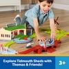 Thomas & Friends Toy Train Set by Fisher-Price, Explorin’ Tidmouth Sheds Playset with Thomas Engine & Harold the Helicopter, Features Turntable Track