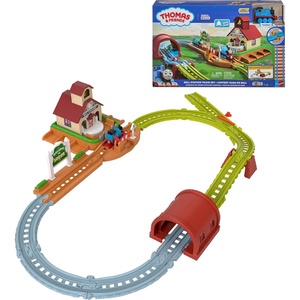 ​Thomas & Friends Bell Station Playset & Push-Along Thomas Toy Train | Includes 1 Engine & Track with Train-Play Details: Bell, Passenger Carousel, Tunnel & Gate, by Fisher-Price