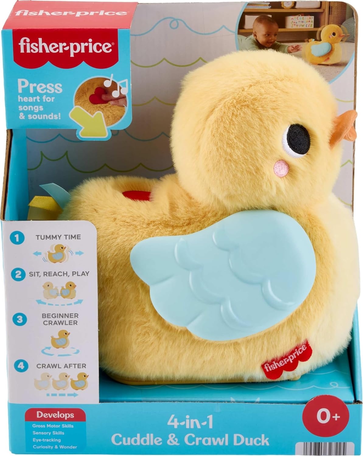 image:imageFisherPrice 4in1 Cuddle amp Crawl Duck Baby Crawling Toy Musical Tummy Time Sensory amp GrossMotor Activity Newborn to Infant Play Ages 0