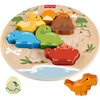 Fisher-Price Wood Toddler Toy 2-in-1 Dinosaur Puzzle, 8-Piece Wooden Activity for Developmental Play Preschool Kids Ages 2+ Years